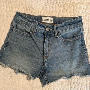 Abercrombie kids jean denim shorts high rise shortie short size 11/12